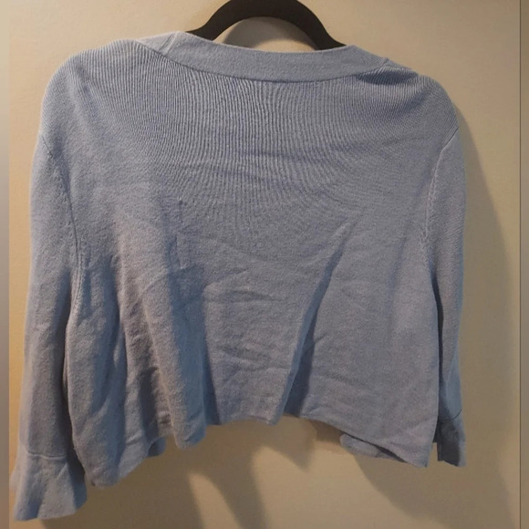 Talbots Blue Bolero Cropped Open Front Cardigan 3/4 Ruffle Sleeve in Size XL - Picture 9 of 10